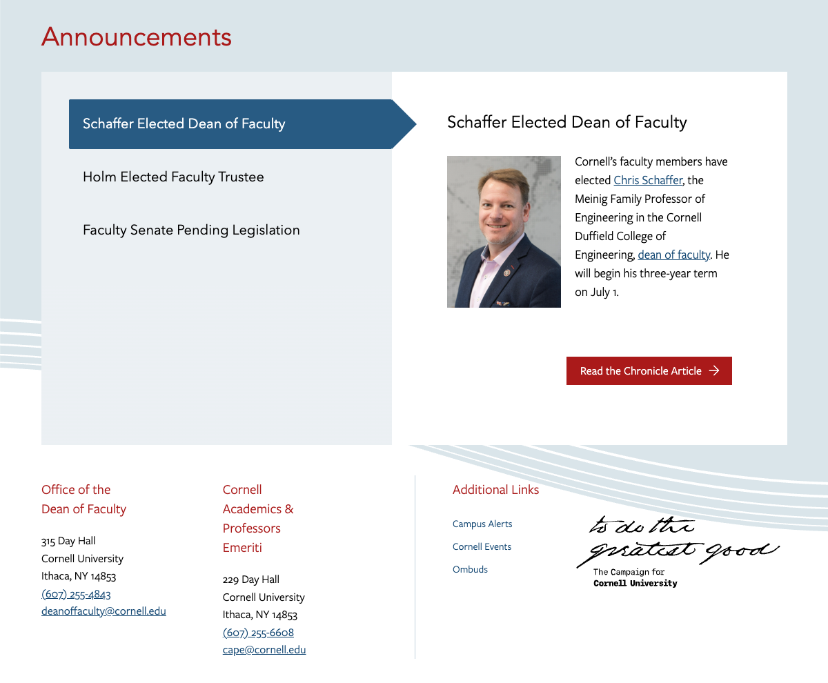 Cornell University Dean of Faculty - Home